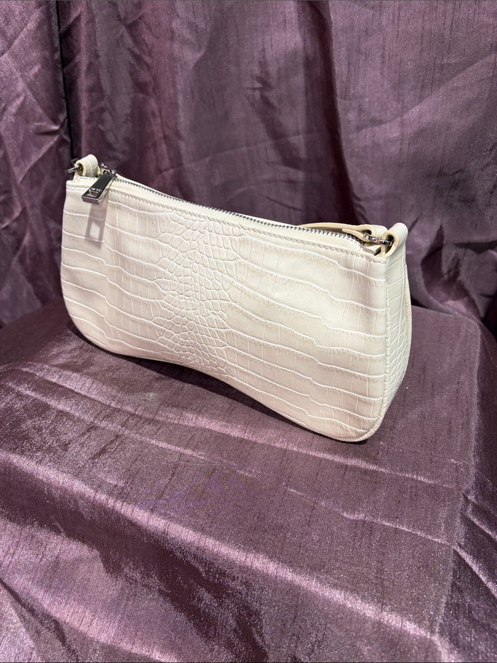 JW PEI White Croc-Embossed Mini Shoulder Bag